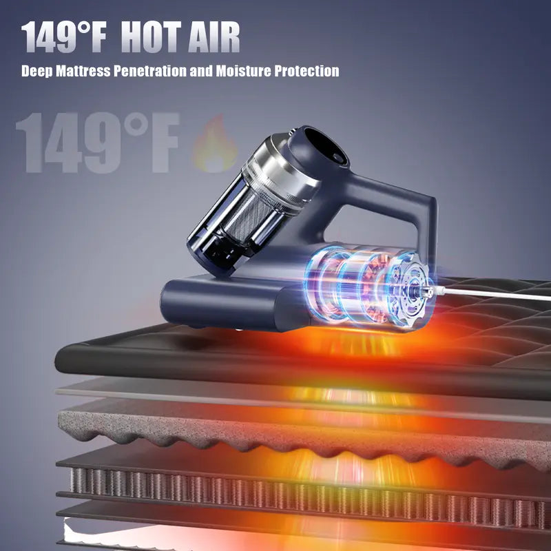 Powerful Mattress Vacuum Cleaner – 600W Suction, UV-C Light, Hot Air & HEPA, Deep Clean for Bed, Sofa & Carpet